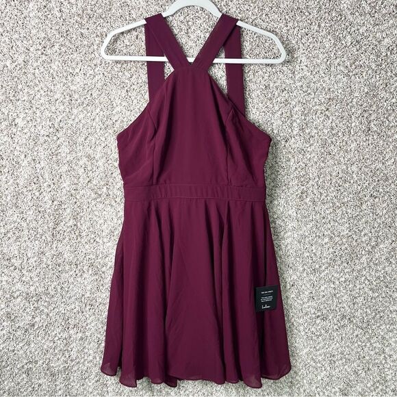 Lulu’s Dress Women’s Large Forevermore Burgundy Sleeveless Halter Skater NWT - Picture 2 of 10